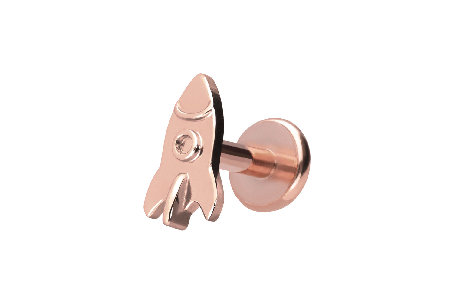 Titan Labret Piercing mit Push Fit RAKETE